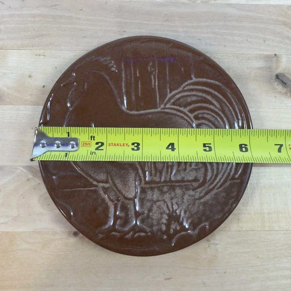 Frankoma Pottery 94TR Rooster Trivet Wall Hanging Brown Glaze Vintage 6.25 inch